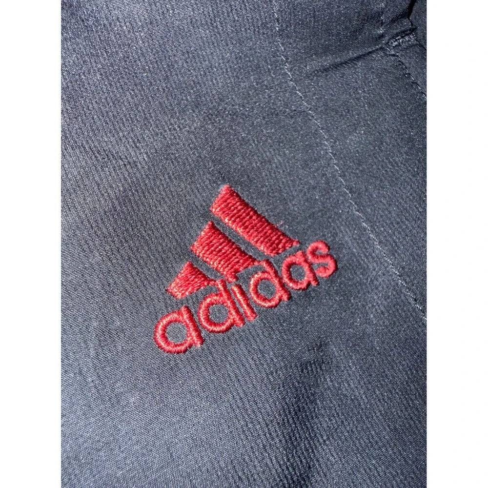 Adidas Mens Vintage Track Pants Black Red 3-Stripe Mesh Lined wind pants Large